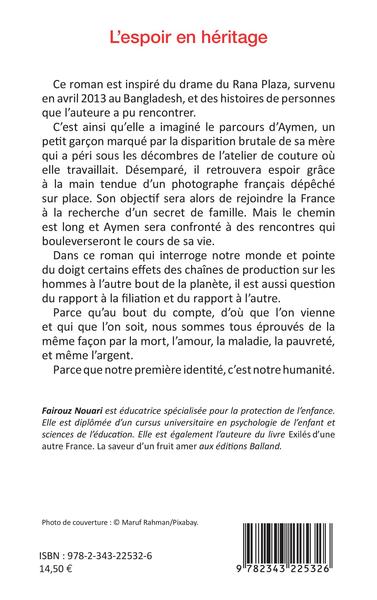 L'espoir en héritage, D'après le drame du Rana Plaza (9782343225326-back-cover)