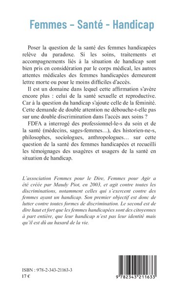 Femmes - Santé - Handicap (9782343211633-back-cover)