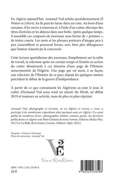 Le cutter, témoin du Hirak (9782343233598-back-cover)