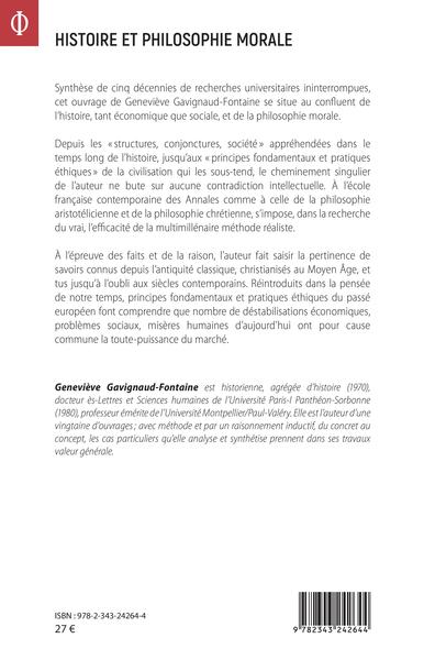 Histoire et philosophie morale, Sur les réalités économiques, de perdurables savoirs éthiques (9782343242644-back-cover)