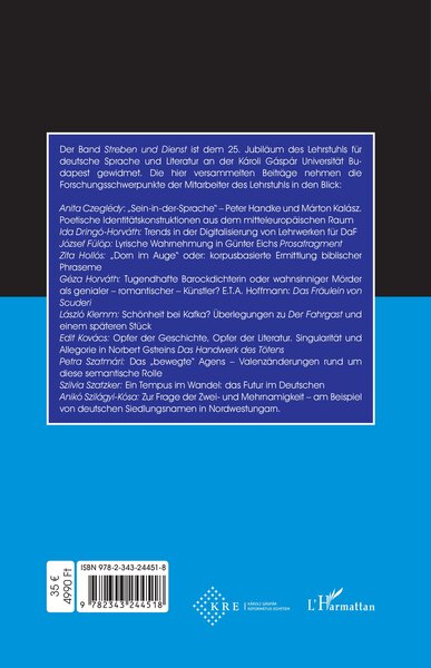 Sterben und Dienst (9782343244518-back-cover)