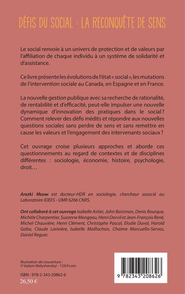 Défis du social : la reconquête de sens (9782343208626-back-cover)