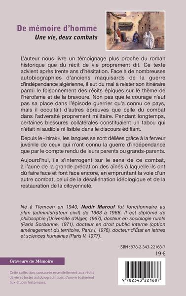 De mémoire d'homme, Une vie, deux combats (9782343221687-back-cover)