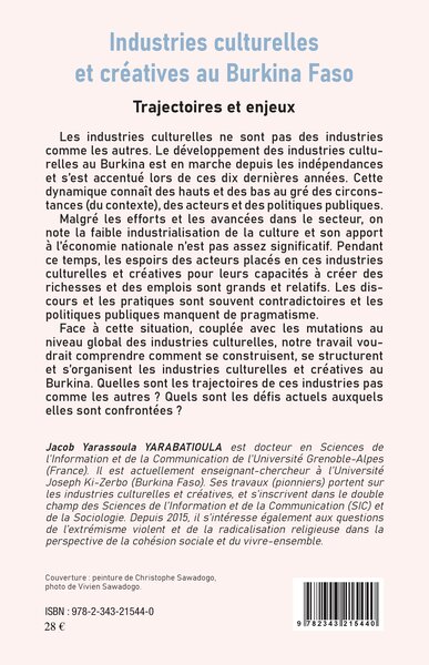 Industries culturelles et créatives au Burkina Faso, Trajectoires et enjeux (9782343215440-back-cover)