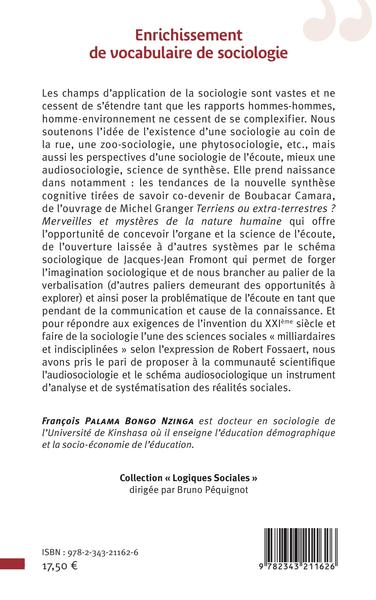 Enrichissement de vocabulaire de sociologie, Glossaire de l'Audiosociologie (9782343211626-back-cover)