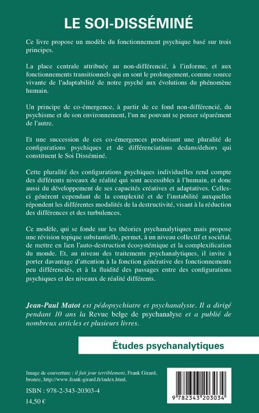 Le soi-disséminé, Une perspective écosystémique et métapsychologique (9782343203034-back-cover)
