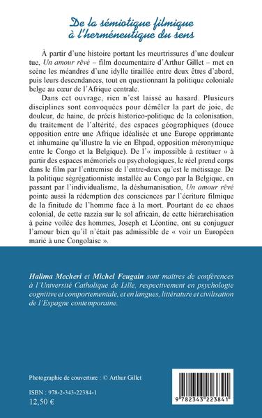 De la sémiotique filmique à l'herméneutique du sens, Lecture polyphonique d'Un amour rêvé d'Arthur Gillet (9782343223841-back-cover)