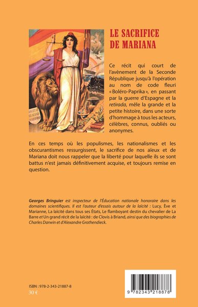 Le sacrifice de Mariana, Récit à travers la République et la Guerre d'Espagne (9782343218878-back-cover)