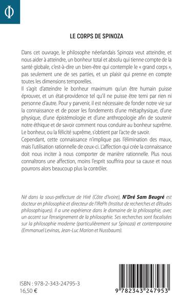 Le corps de Spinoza, Une philosophie du bonheur (9782343247953-back-cover)