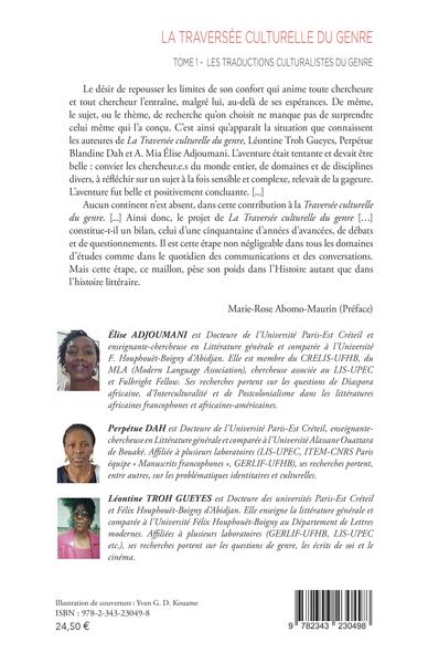 La traversée culturelle du genre, Tome 1 - Les Traductions culturalistes du genre (9782343230498-back-cover)