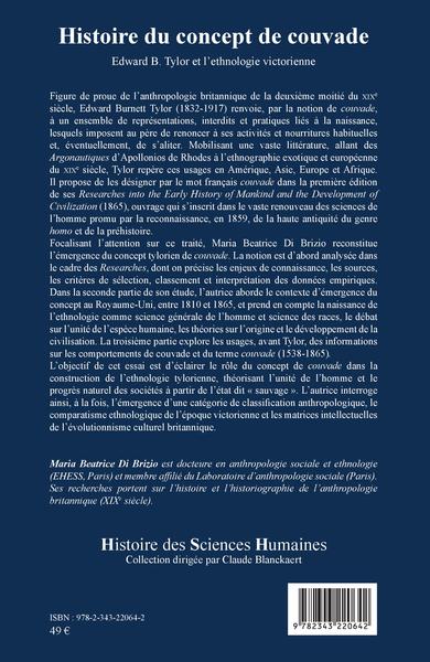 Histoire du concept de couvade, Edward B. Tylor et l'ethnologie victorienne (9782343220642-back-cover)