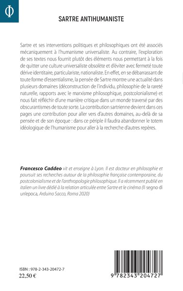 Sartre antihumaniste, Antisubjectivisme, marxisme critique, postcolonialisme (9782343204727-back-cover)