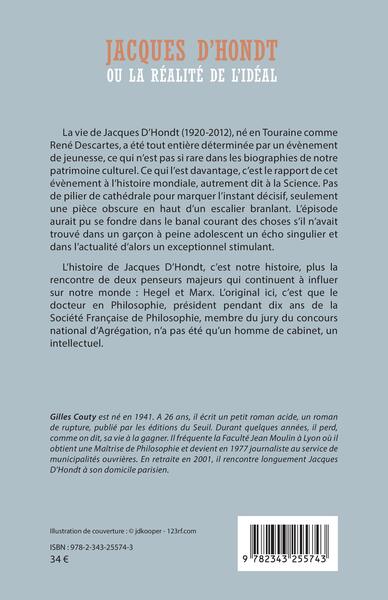 Jacques D'Hondt ou la réalité de l'idéal (9782343255743-back-cover)