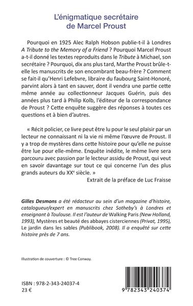 L'énigmatique secrétaire de Marcel Proust (9782343240374-back-cover)