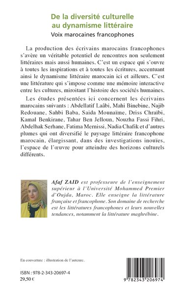 De la diversité culturelle au dynamisme littéraire, Voix marocaines francophones (9782343206974-back-cover)