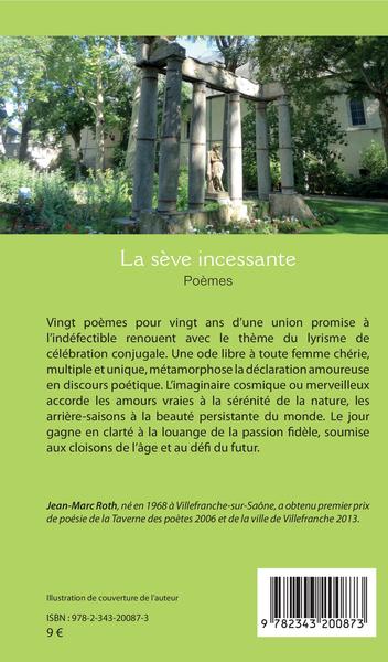 La sève incessante, Poèmes (9782343200873-back-cover)