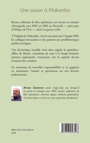 Une saison à Makamba, Récit d'une mission au Burundi avec Médecins Sans Frontières (9782343256528-back-cover)