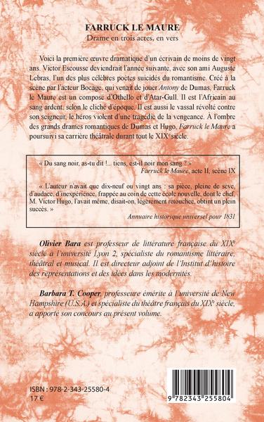 Farruck le Maure, Drame en trois actes, en vers (9782343255804-back-cover)