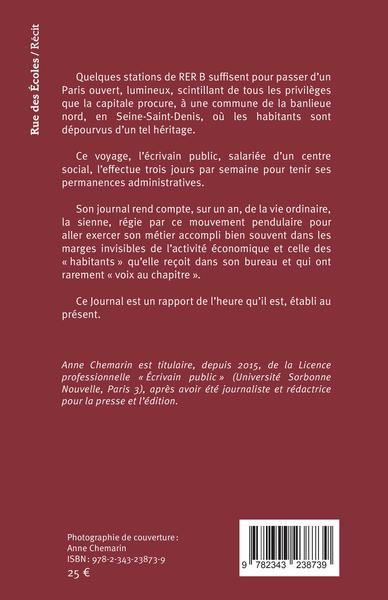 De vies en villes, Journal d'un écrivain public (9782343238739-back-cover)