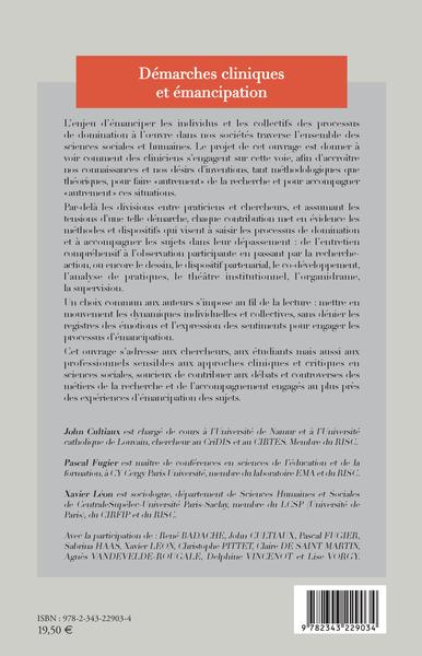 Démarches cliniques et émancipation, Posture, méthodes et dispositifs (9782343229034-back-cover)