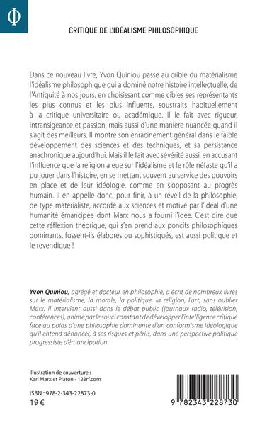 Critique de l'idéalisme philosophique, Approche théorique et politique (9782343228730-back-cover)
