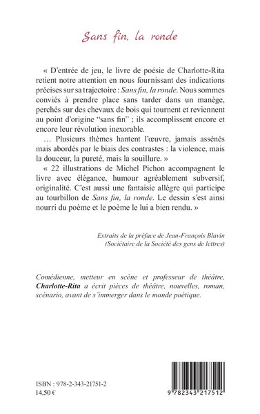 Sans fin, la ronde, Poèmes (9782343217512-back-cover)