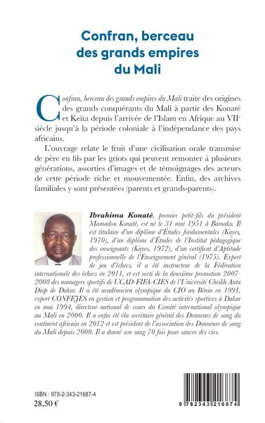 Confran, berceau des grands empires du Mali (9782343216874-back-cover)