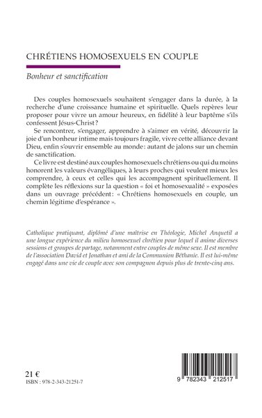 Chrétiens homosexuels en couple, Bonheur et sanctification (9782343212517-back-cover)
