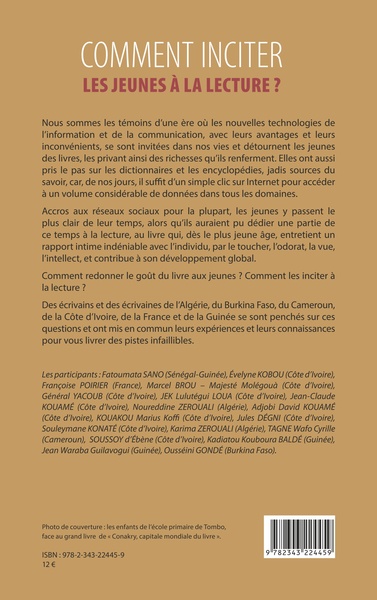 Comment inciter les jeunes à la lecture ?, Des écrivains de divers pays se prononcent (9782343224459-back-cover)