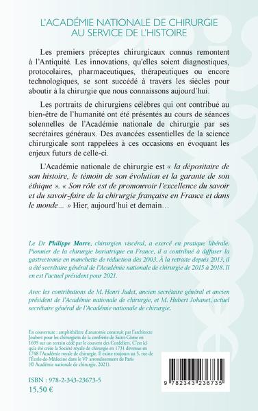 L'académie nationale de chirurgie au service de l'histoire, Séances solennelles : articles et conférences (9782343236735-back-cover)