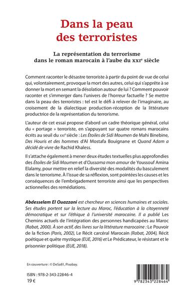 Dans la peau des terroristes, La représentation du terrorisme dans le roman marocain à l'aube du XXIe siècle - Essai (9782343228464-back-cover)