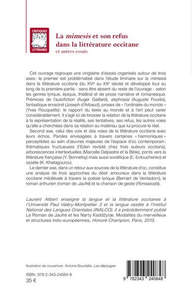 La mimesis et son refus dans la littérature occitane, et autres essais (9782343240848-back-cover)