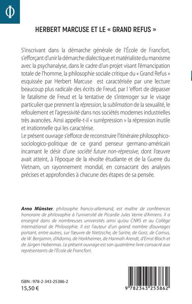 Herbert Marcuse et le "Grand Refus", Vers une société non répressive ? (9782343253862-back-cover)