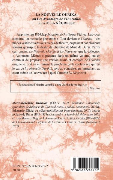 La Nouvelle Ourika ou les Avantages de l'éducation, suivi de La Négresse (9782343245782-back-cover)