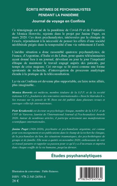 Écrits intimes de psychanalystes pendant la pandémie, Journal de voyage en Confinia (9782343245164-back-cover)