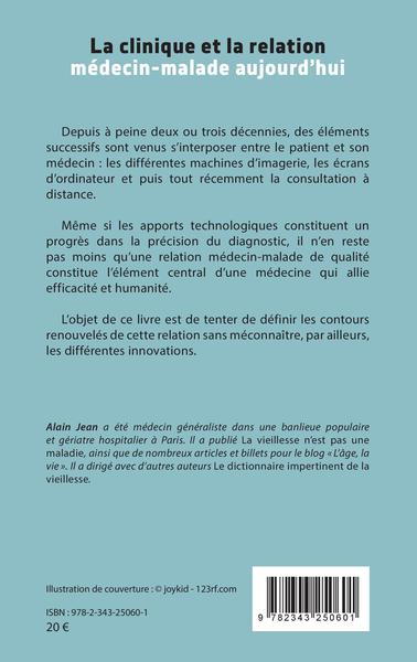 La clinique et la relation médecin-malade aujourd'hui (9782343250601-back-cover)