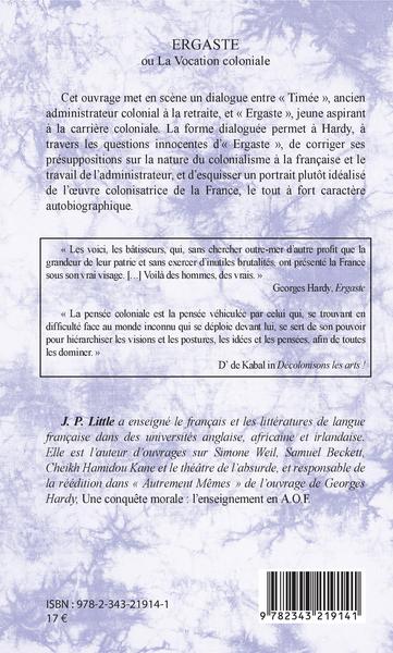 Ergaste, ou La Vocation coloniale (9782343219141-back-cover)