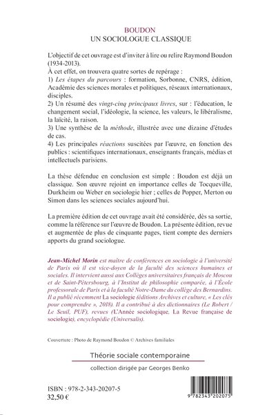 Boudon, Un sociologue classique (9782343202075-back-cover)