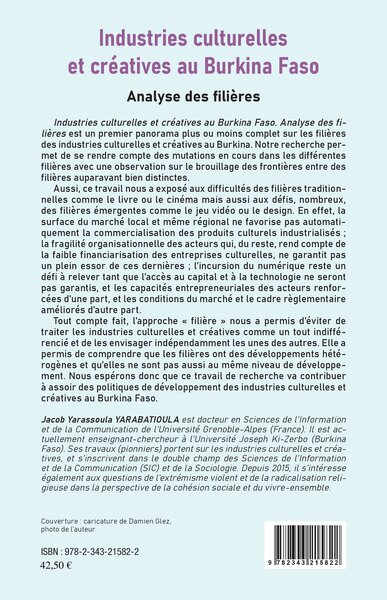 Industries culturelles et créatives au Burkina Faso, Analyse des filières (9782343215822-back-cover)