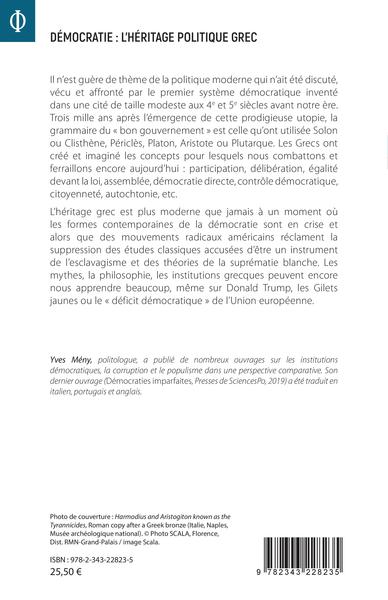 Démocratie : l'héritage politique grec, Mythes - Pouvoir - Institutions (9782343228235-back-cover)