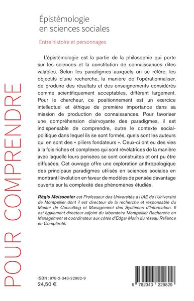 Épistémologie en sciences sociales, Entre histoire et personnages (9782343229829-back-cover)