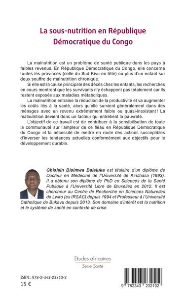 La sous-nutrition en République Démocratique du Congo, Les ménages et la faim au Sud Kivu (9782343232102-back-cover)