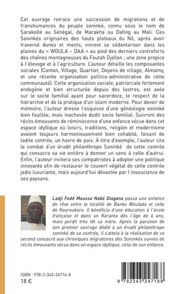 Chroniques migratoires et organisation sociale d'un peuple soninké du Woulada (9782343247168-back-cover)