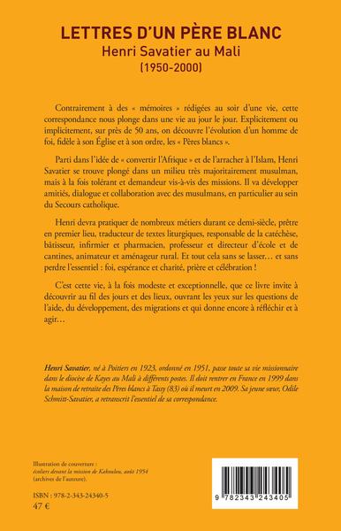 Lettres d'un Père blanc, Henri Savatier au Mali (1950-2000) (9782343243405-back-cover)