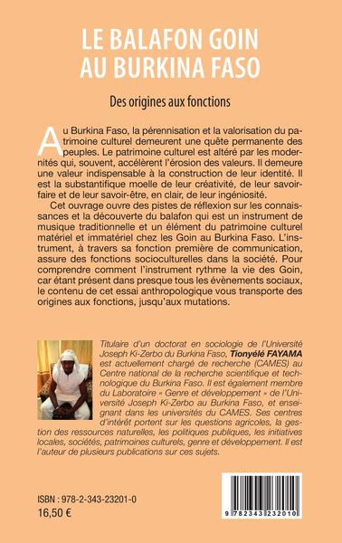 Le balafon Goin au Burkina Faso, Des origines aux fonctions (9782343232010-back-cover)