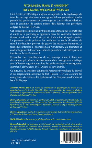 Psychologie du travail et management des organisations dans les pays du sud (9782343237985-back-cover)