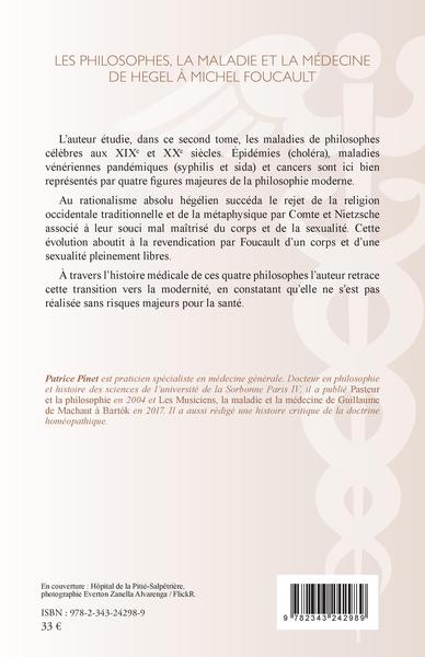 Les philosophes, la maladie et la médecine de hegel à Michel Foucault (9782343242989-back-cover)