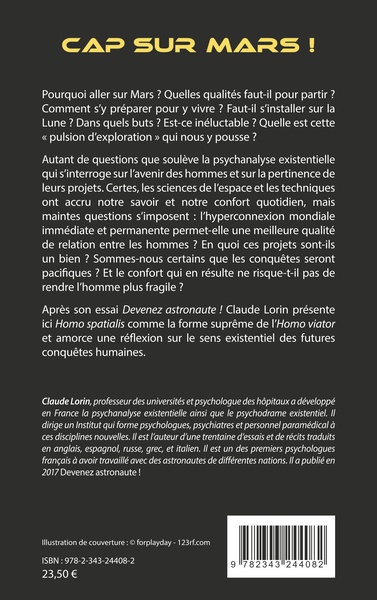 Cap sur Mars !, Psychanalyse existentielle et conquête spatiale (9782343244082-back-cover)