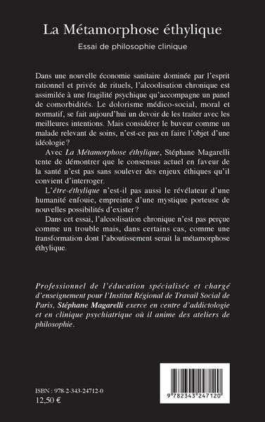 La métamorphose éthylique, Essai de philosophie clinique (9782343247120-back-cover)