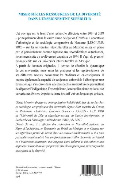 Miser sur les ressources de la diversité de l'enseignement supérieur, Vers un dépassement des apories essentialistes, républicai (9782343227979-back-cover)